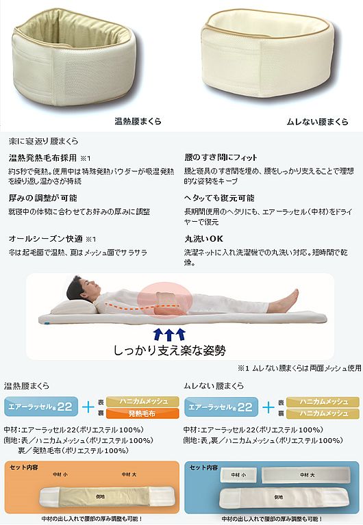温熱腰まくら 巻くだけ腰枕 <br>腰痛対策 日本製<br>株式会社オーシン